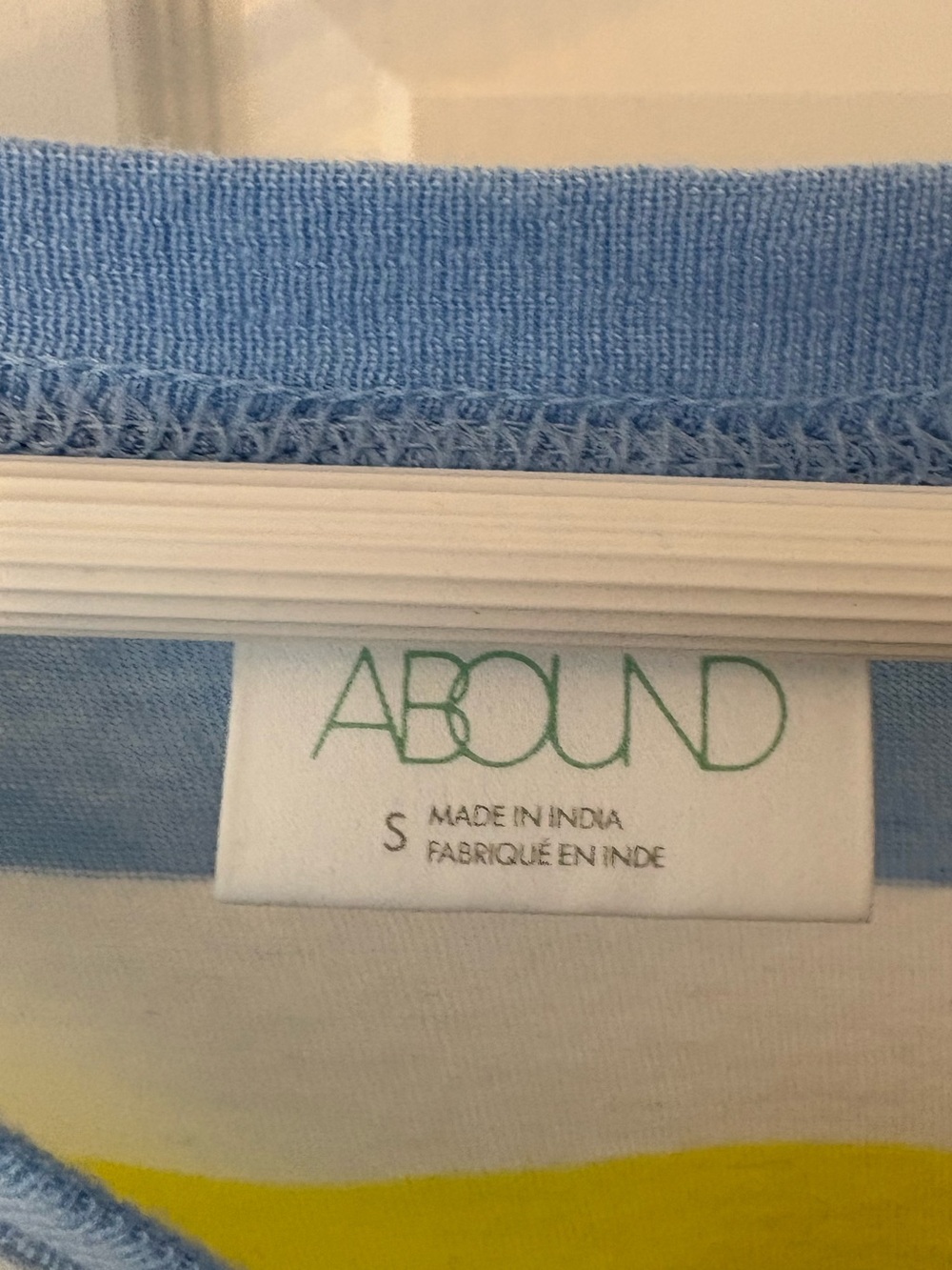 Abound Crewneck Long Sleeve Top Blue, Yellow & White Striped Small Cotton - Picture 5 of 10